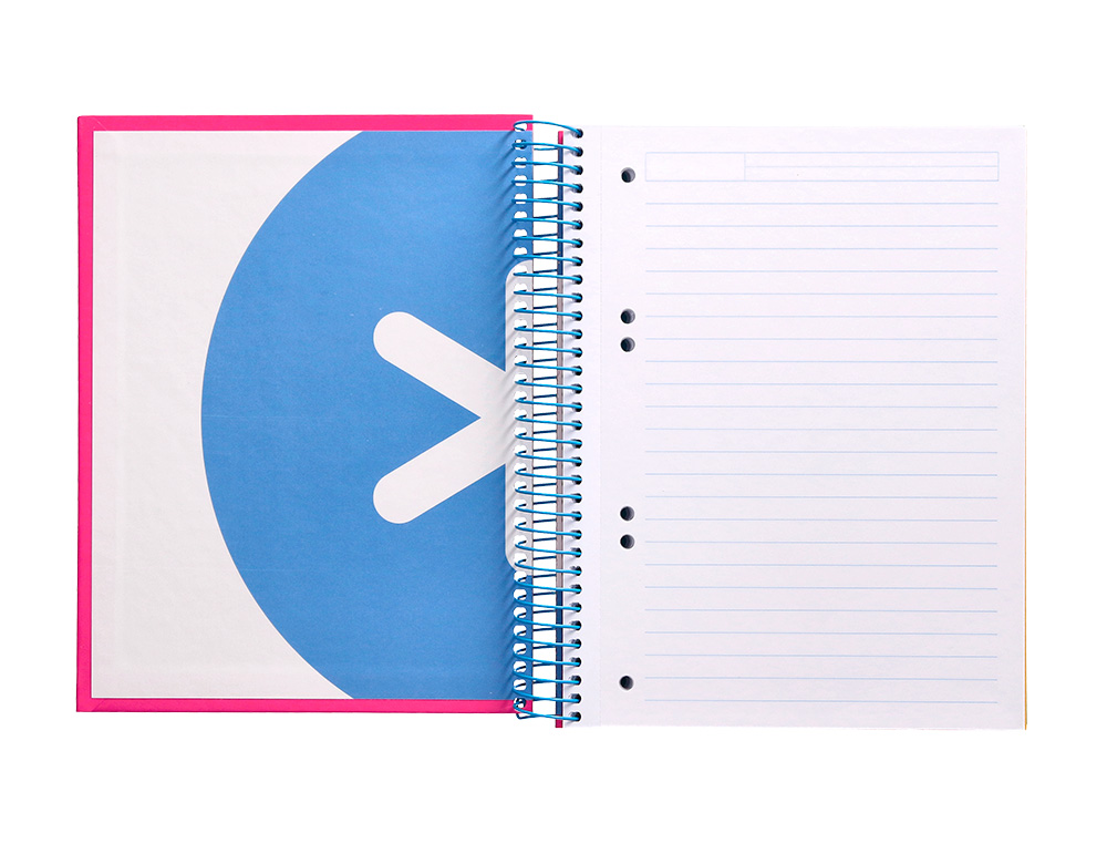 CADERNO ESPIRAL DIN A5 ANTARTIK CAPA FORRADA 120 F 100 GR PAUTADO 5 BANDAS DE CORES 6 FUROS COR ROSA F.