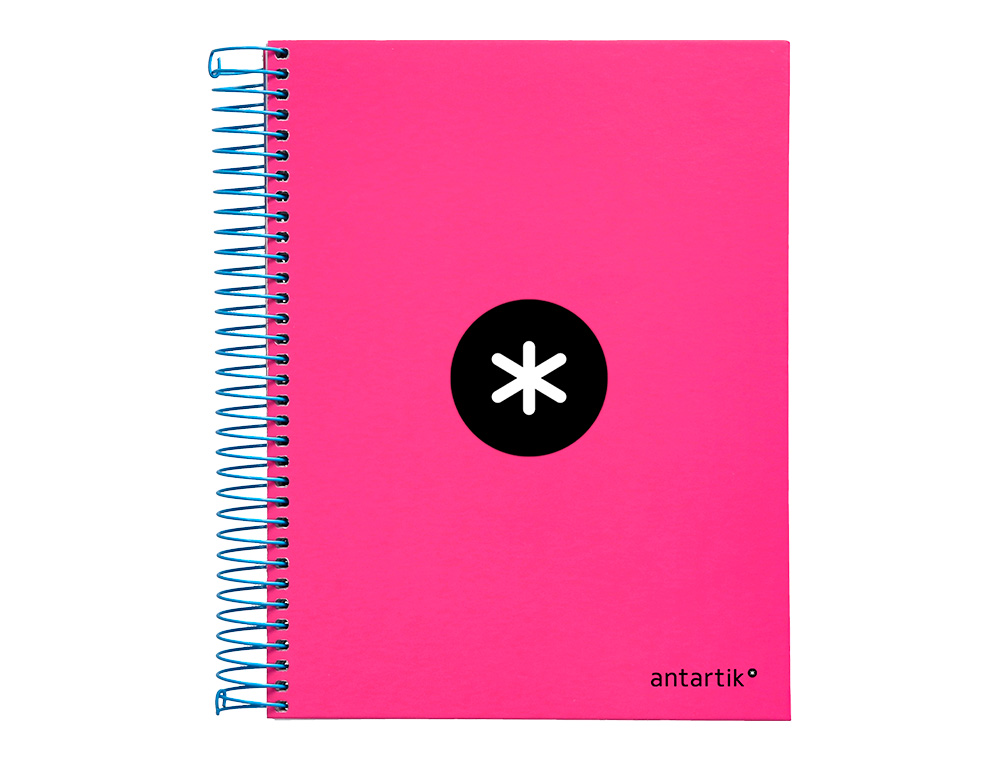 CADERNO ESPIRAL DIN A5 ANTARTIK CAPA FORRADA 120 F 100 GR QUADRICULA 5 MM 5 BANDAS DE CORES COR ROSA F.