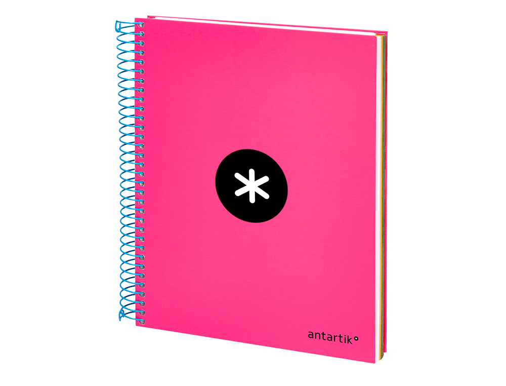 CADERNO ESPIRAL DIN A5 ANTARTIK CAPA FORRADA 120 F 100 GR QUADRICULA 5 MM 5 BANDAS DE CORES COR ROSA F.