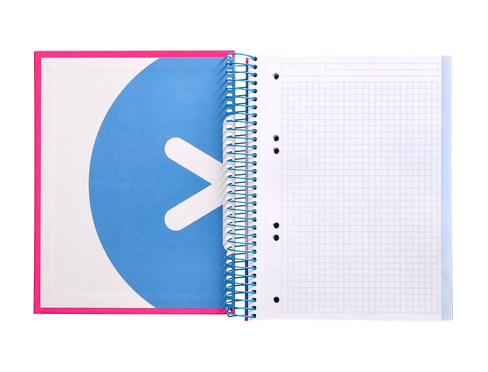 CADERNO ESPIRAL DIN A5 ANTARTIK CAPA FORRADA 120 F 100 GR QUADRICULA 5 MM 5 BANDAS DE CORES COR ROSA F.