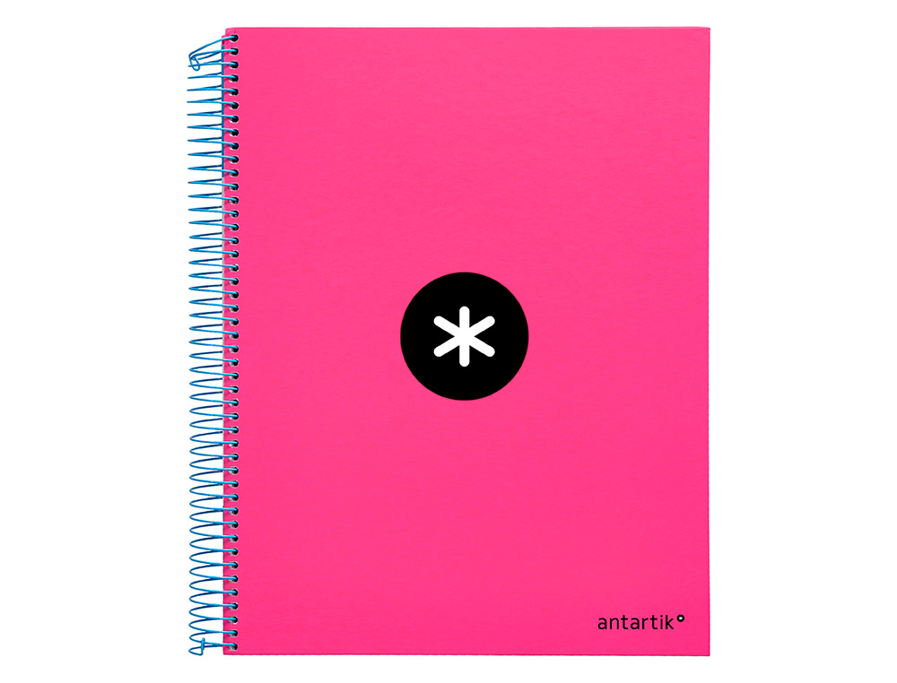 CADERNO ESPIRAL DIN A4 ANTARTIK CAPA FORRADA 120 F 100 GR LISO COM BANDAS DE CORES 4 FUROS COR ROSA FLUOR