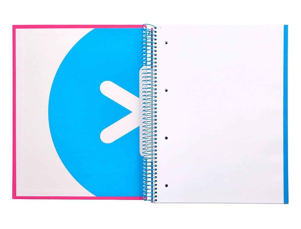 CADERNO ESPIRAL DIN A4 ANTARTIK CAPA FORRADA 120 F 100 GR LISO COM BANDAS DE CORES 4 FUROS COR ROSA FLUOR
