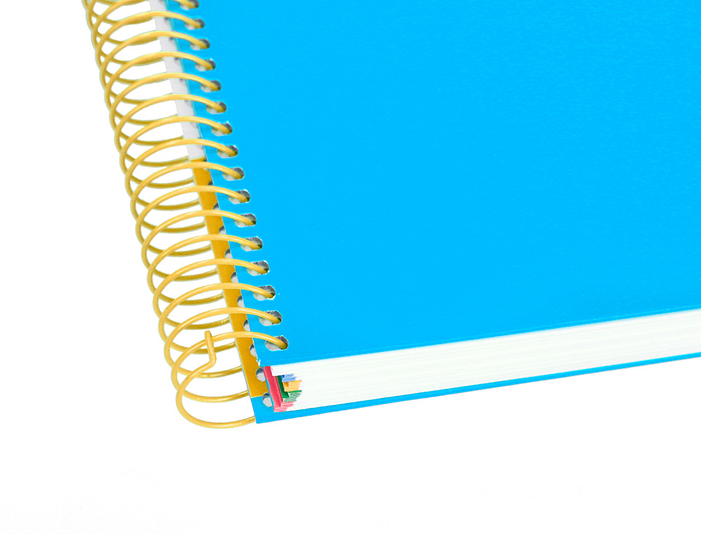 CADERNO ESPIRAL DIN A5 ANTARTIK CAPA FORRADA 120 F 100 GR LISO COM BANDAS DE CORES 6 FUROS COR AZUL