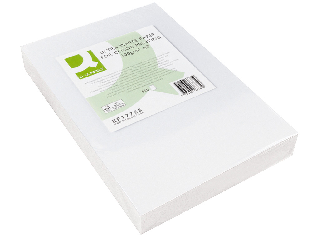 PAPEL FOTOCOPIA ULTRA WHITE Q-CONNECT DIN A3 100 GR EMBALAGEM DE 500 FOLHAS