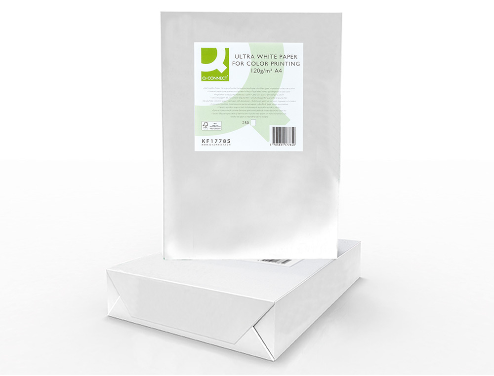 PAPEL FOTOCOPIA ULTRA WHITE Q-CONNECT DIN A4 120 GR EMBALAGEM DE 250 FOLHAS