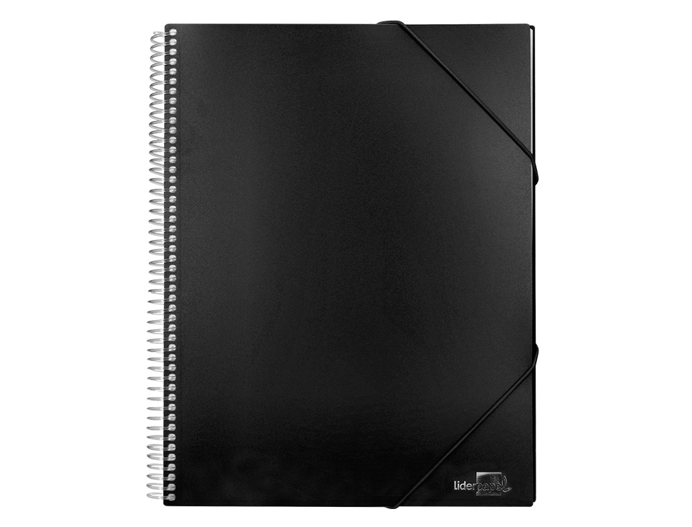 CAPA CATALOGO LIDERPAPEL COM ESPIRAL 10 BOLSAS POLIPROPILENO DIN A4 PRETO