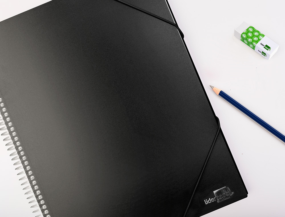 CAPA CATALOGO LIDERPAPEL COM ESPIRAL 40 BOLSAS POLIPROPILENO DIN A4 PRETO