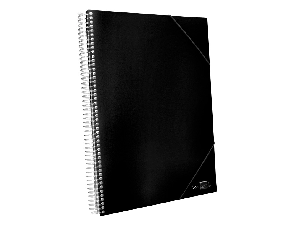 CAPA CATALOGO LIDERPAPEL COM ESPIRAL 40 BOLSAS POLIPROPILENO DIN A4 PRETO