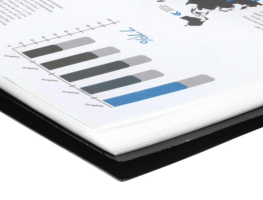 CAPA CATALOGO LIDERPAPEL COM ESPIRAL 40 BOLSAS POLIPROPILENO DIN A4 PRETO