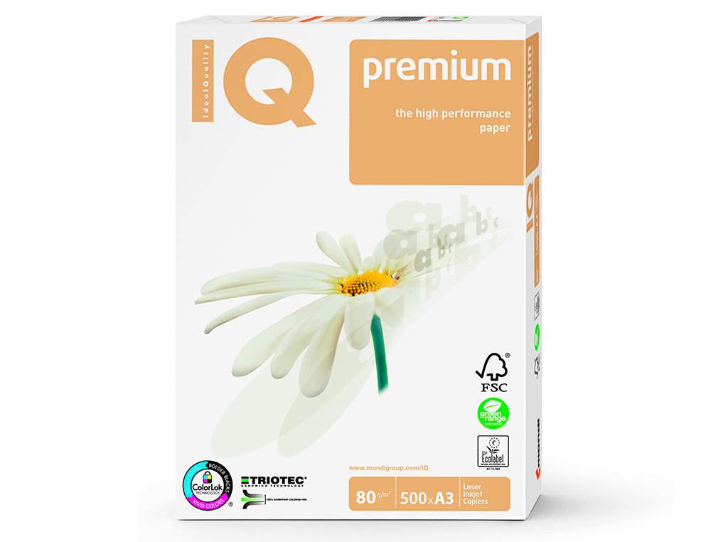 PAPEL FOTOCOPIA IQ PREMIUM DIN A3 80 GR EMBALAGEM DE 500 FOLHAS