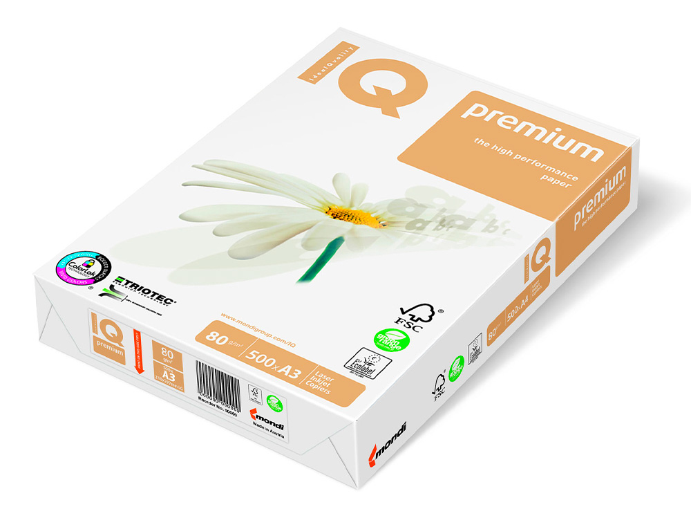 PAPEL FOTOCOPIA IQ PREMIUM DIN A3 80 GR EMBALAGEM DE 500 FOLHAS