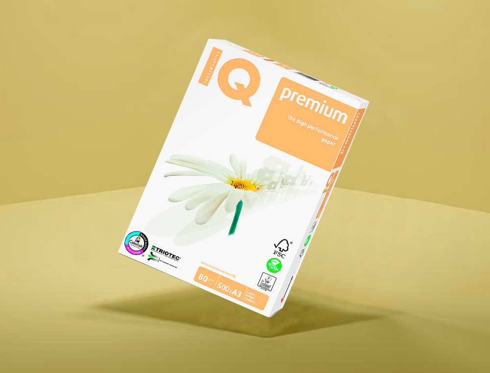 PAPEL FOTOCOPIA IQ PREMIUM DIN A3 80 GR EMBALAGEM DE 500 FOLHAS