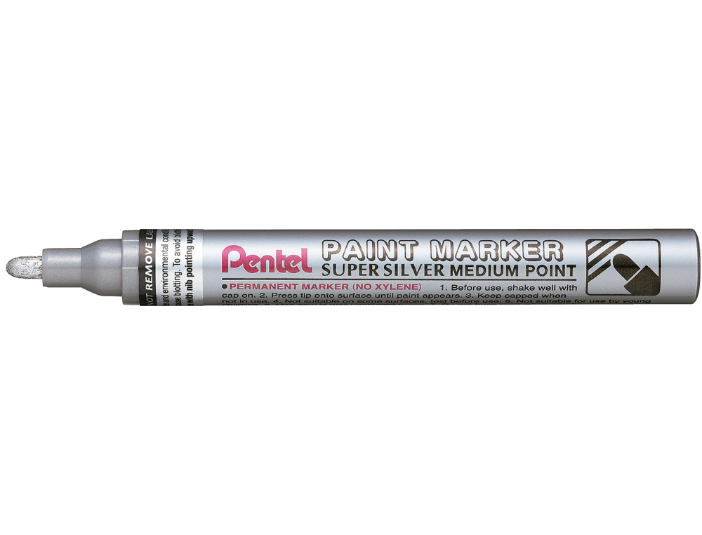 MARCADOR PENTEL PERMANENTE MMP10-Z PRATEADO PARA PINTURAS DECORATIVAS. PONTA MEDIA