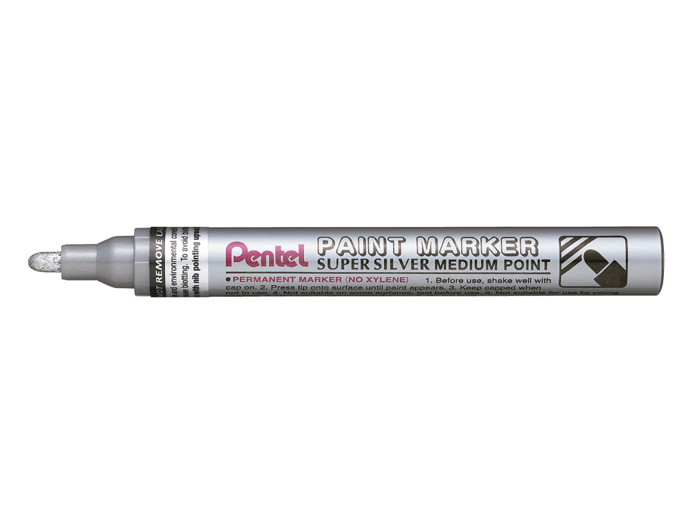 MARCADOR PENTEL PERMANENTE MMP10-Z PRATEADO PARA PINTURAS DECORATIVAS. PONTA MEDIA