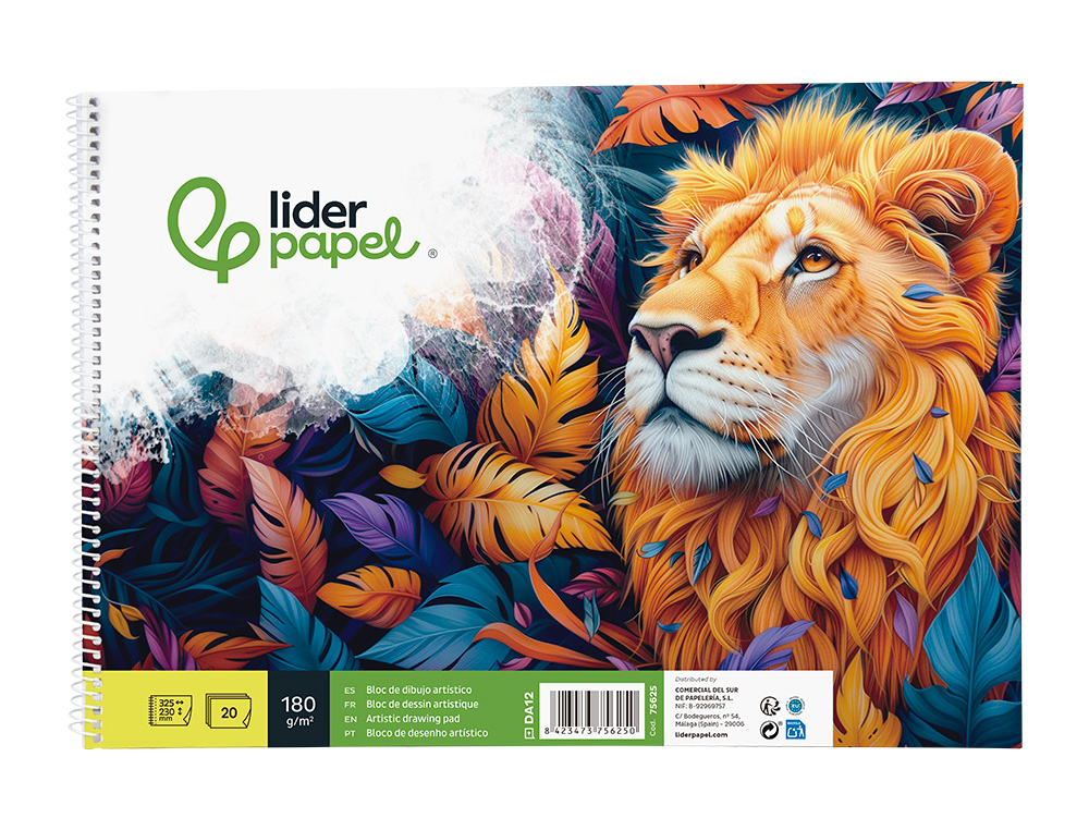 BLOCO DE DESENHO LIDERPAPEL ARTISTICO ESPIRAL 230X325MM 20 FOLHAS 180 GR SEM ESQUADRIA