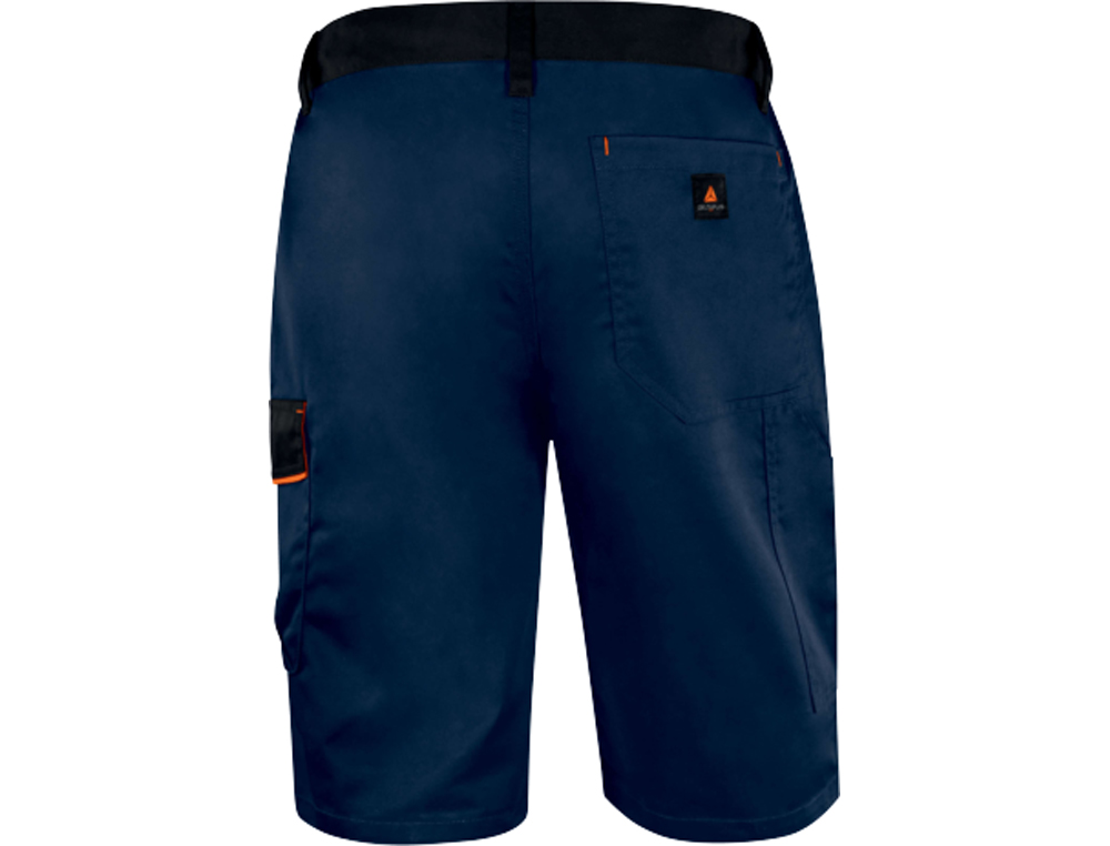 BERMUDA DELTAPLUS COM CINTURA AJUSTAVEL E 5 BOLSOS COR AZUL-LARANJA TAMANHO M