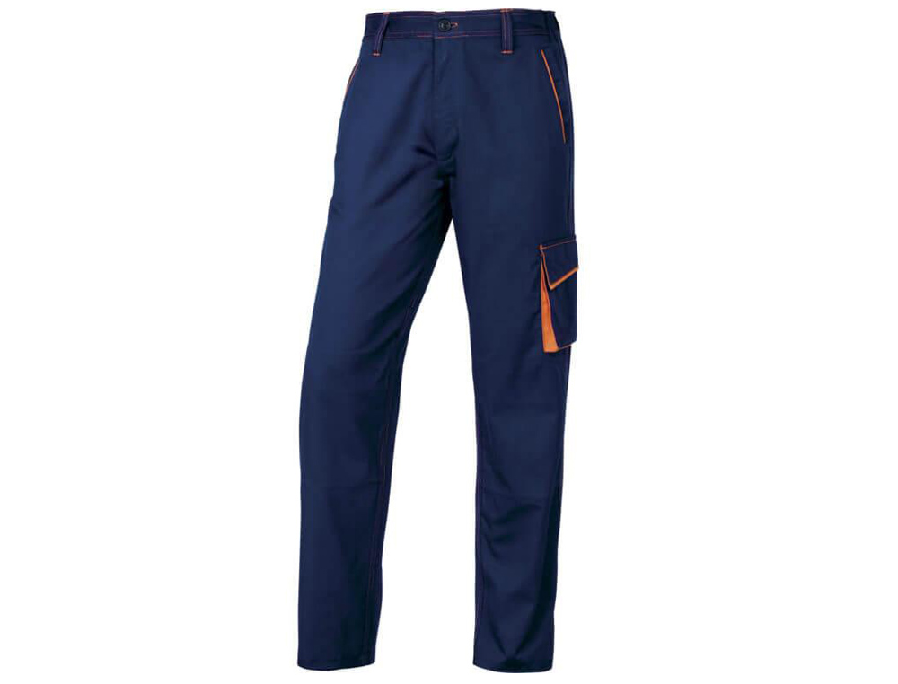 CALÇAS DELTAPLUS COM CINTURA AJUSTAVEL E 5 BOLSOS COR AZUL LARANJA TAMANHO XXL