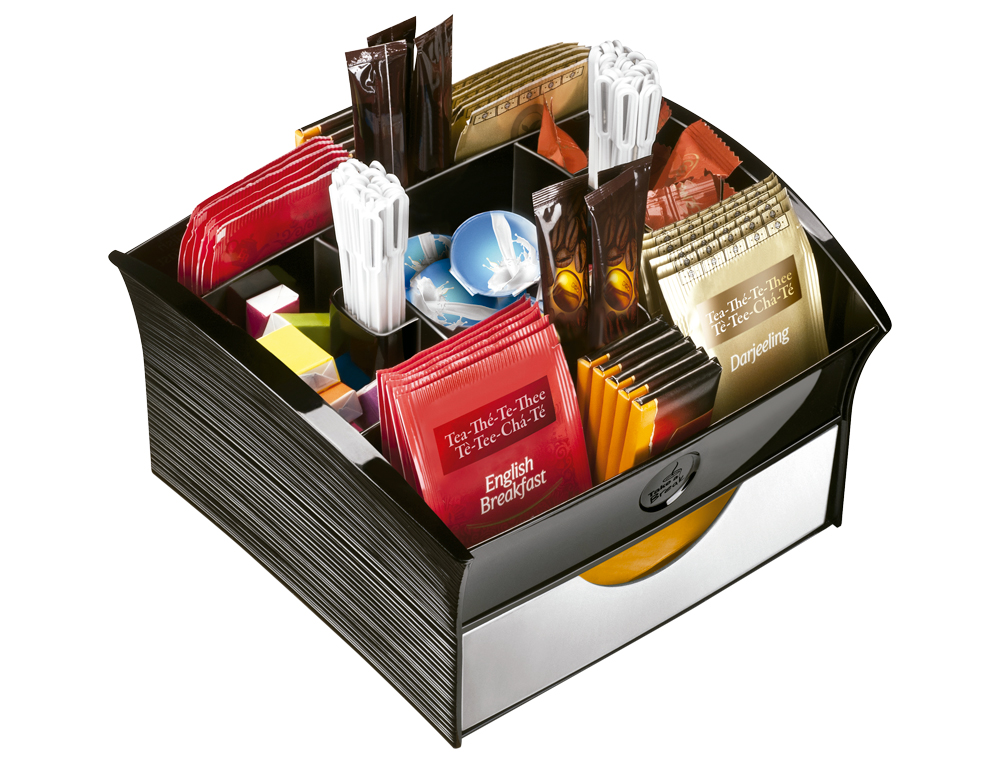 BANDEJA ORGANIZADORA CEP PREMIER COM 9 COMPARTIMENTOS APTA PARA ALIMENTOS POLIESTIRENO PRETO 20,5X21,6X12,6 CM