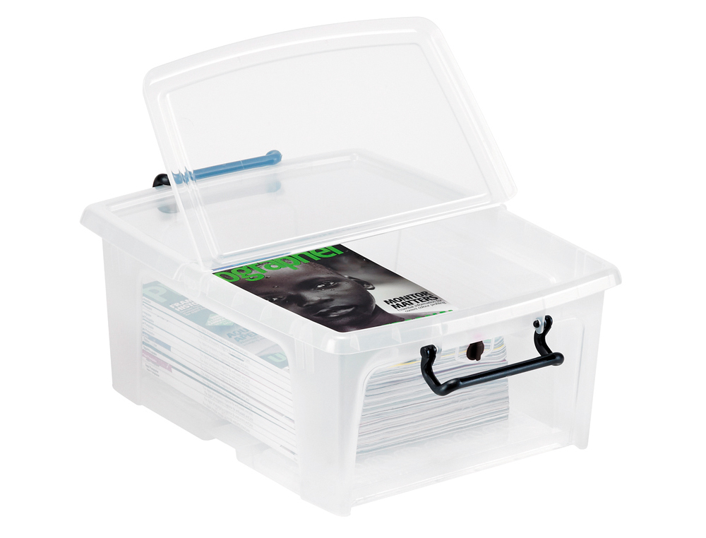 CAIXA DE ARMAZENAGEM CEP 20 LITROS TRANSPARENTE COM TAMPA 460X170X190 MM