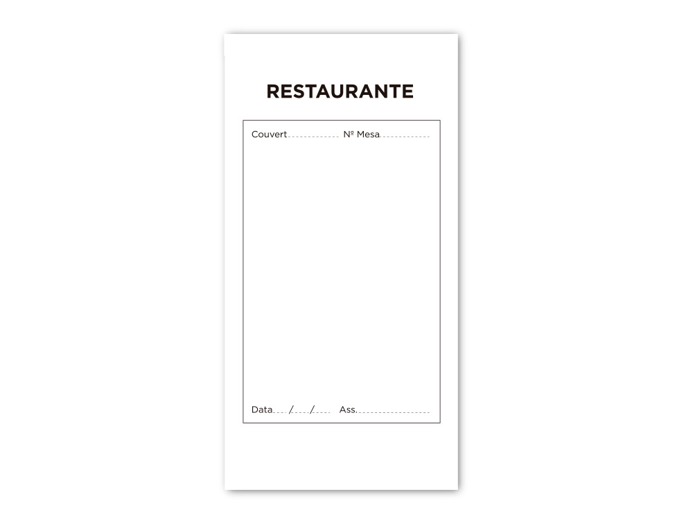 BLOCO LIDERPAPEL RESTAURANTE 145X75 MM ORIGINAL E COPIA TEXTO EM PORTUGUES
