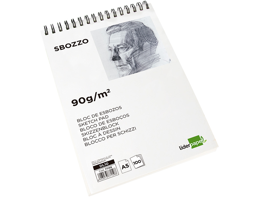 BLOCO DE ESBOCOS LIDERPAPEL ESPIRAL DIN A5 100 FOLHAS 90 GR SEM ESQUADRIA