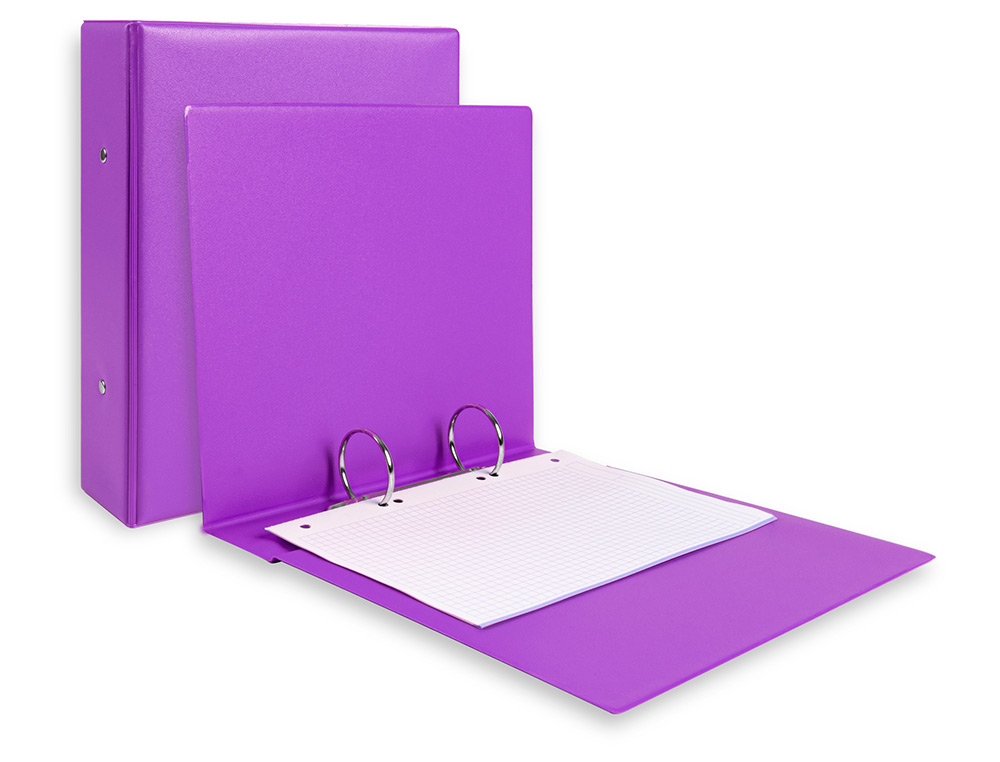 PASTA LIDERPAPEL CARTAO FORRADO PVC DIN A5 2 ANEIS 40 MM REDONDOS VIOLETA