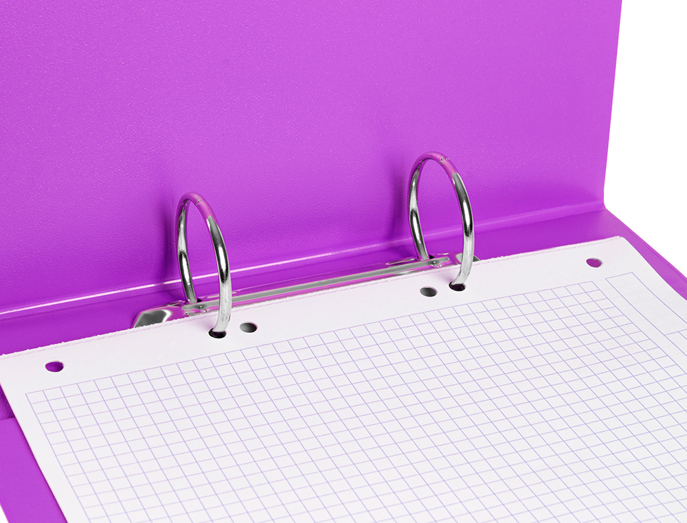PASTA LIDERPAPEL CARTAO FORRADO PVC DIN A5 2 ANEIS 40 MM REDONDOS VIOLETA
