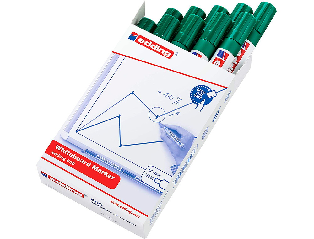 MARCADOR EDDING PARA QUADRO BRANCO 660 COR VERDE PONTA REDONDA 3 MM RECARREGAVEL
