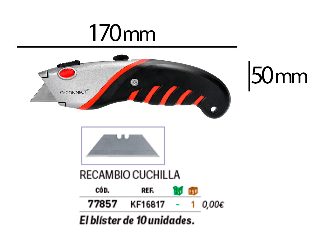 X-ATO Q-CONNECT LARGO METALICO LAMINA DE ACO 18 MM DE LARGURA COMPRIMENTO 170 MM BLISTER DE 1 UNIDADE