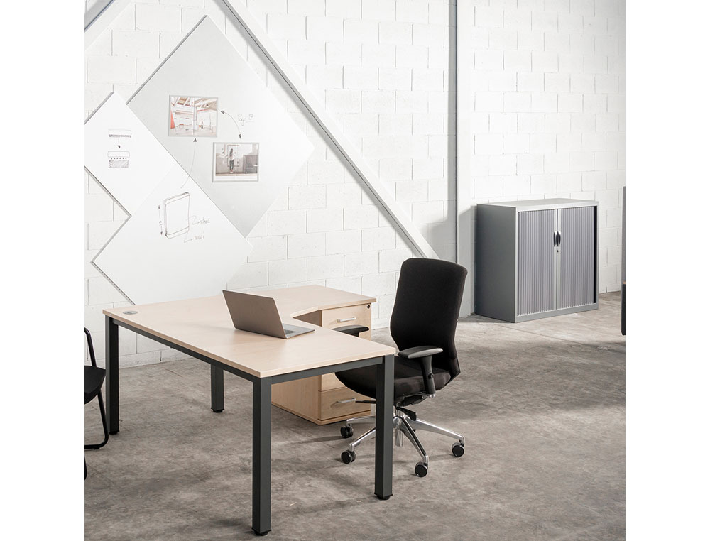 ALA PARA MESA ROCADA SERIE EXECUTIVE 160X120 CM ESQUERDA ACABAMENTO AD02 ALUMINIO/CINZA