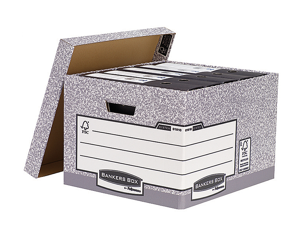 CAIXA PARA ARQUIVO MORTO FELLOWES EM CARTAO RECICLADO CAPACIDADE 4 CAIXAS DE ARQUIVO FORMATO FOLIO 387X294X445 MM COR CI