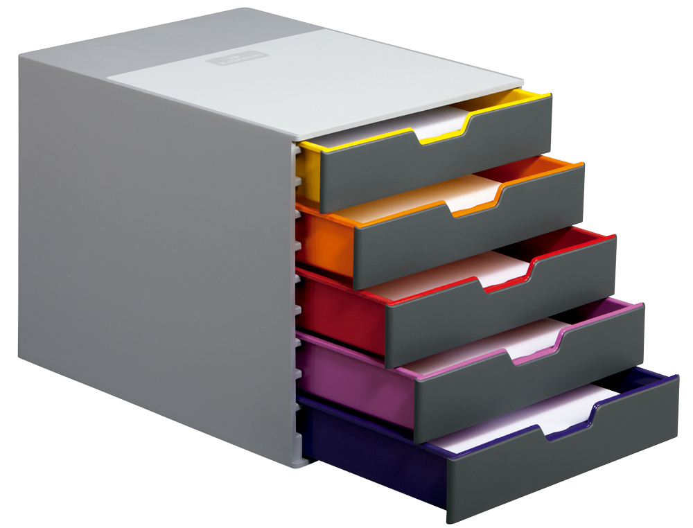 BLOCO CLASSIFICADOR DE SECRETARIA DURABLE VARICOR EMPILHAVEIS 5 GAVETAS PLASTICO 292X280X356 MM