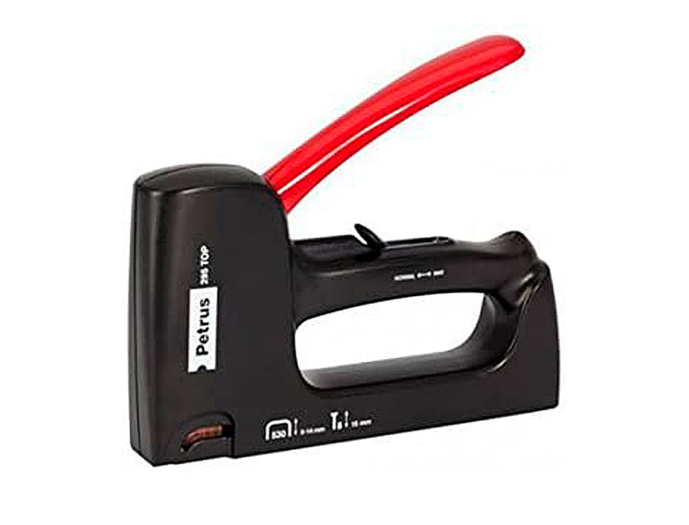 AGRAFADOR PETRUS 295 TOP ESPECIAL CORPO DE PLASTICO UTILIZA AGRAFES Nº 530 DE 6 A 14 MM E SACA-AGRAFES