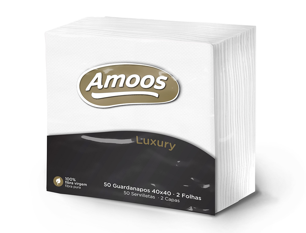 GUARDANAPO CELULOSE AMOOS LUXURY 40X40 CM 2 FOLHAS PACK DE 50 UNIDADES