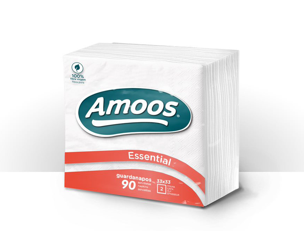 GUARDANAPO CELULOSE AMOOS 33X33 CM 2 FOLHAS PACK DE 100 UNIDADES