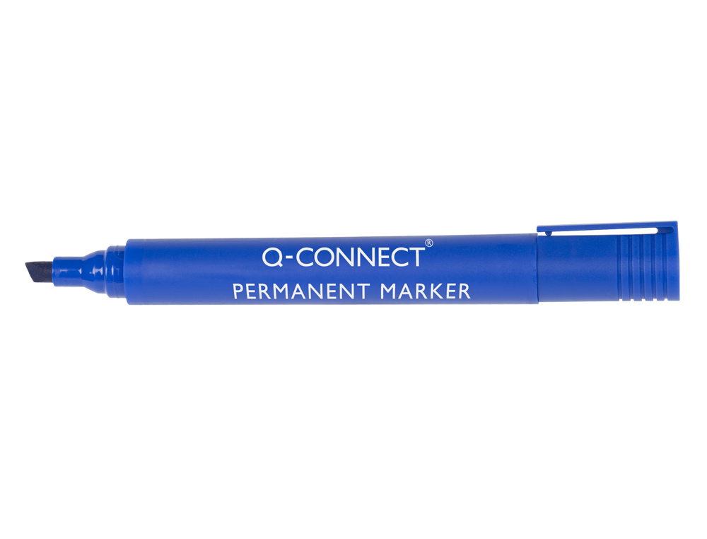 MARCADOR Q-CONNECT PERMANENTE AZUL PONTA BISELADA 5.0 MM