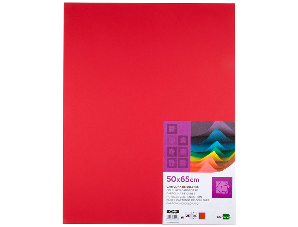 CARTOLINA LIDERPAPEL 50X65 CM 180 GR VERMELHO NATAL PACK DE 25 UNIDADES