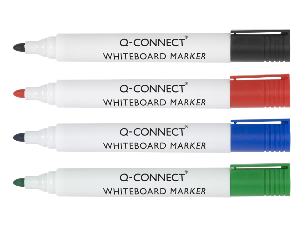 MARCADOR Q-CONNECT QUADRO BRANCO 4 CORES SORTIDAS PONTA REDONDA 3.0 MM