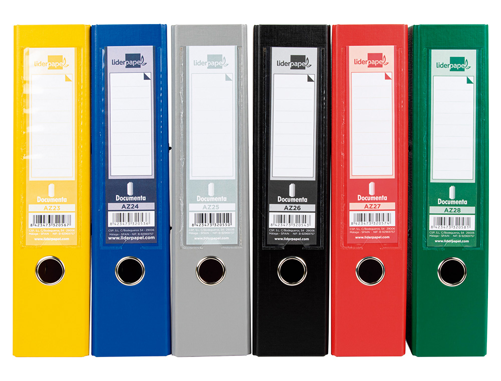 PASTA DE ARQUIVO DE ALAVANCA LIDERPAPEL DOCUMENTA PVC DIN A4 LOMBADA 75 MM CORES SORTIDAS CLASSIC AZUL CINZA, PRETO VERM