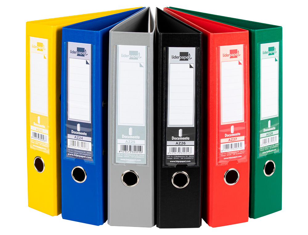 PASTA DE ARQUIVO DE ALAVANCA LIDERPAPEL DOCUMENTA PVC DIN A4 LOMBADA 75 MM CORES SORTIDAS CLASSIC AZUL CINZA, PRETO VERM