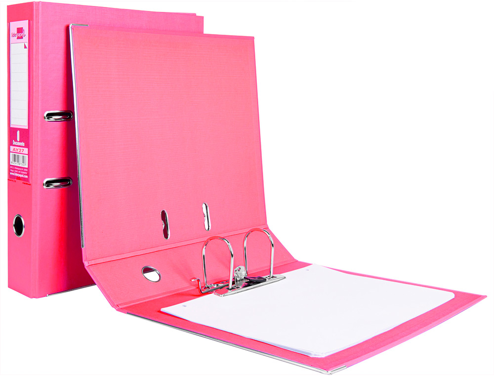 PASTA DE ARQUIVO DE ALAVANCA LIDERPAPEL DOCUMENTA PVC FOLIO LOMBADA 75 MM ROSA