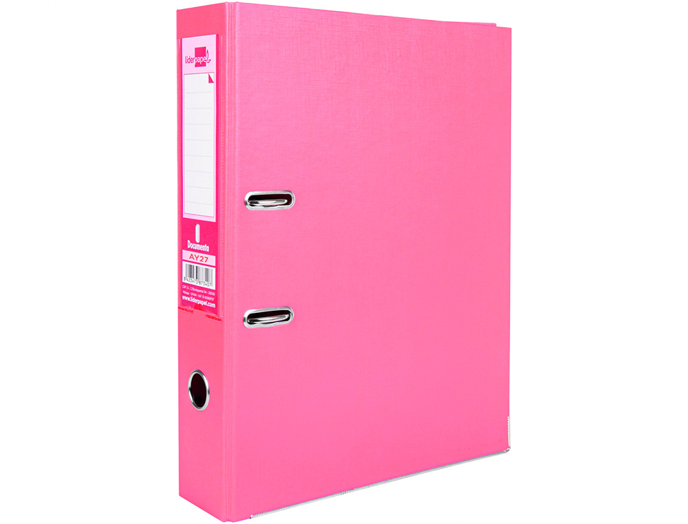 PASTA DE ARQUIVO DE ALAVANCA LIDERPAPEL DOCUMENTA PVC FOLIO LOMBADA 75 MM ROSA