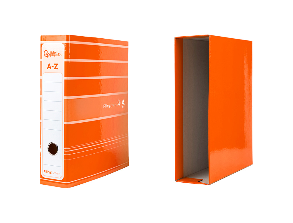 PASTA DE ARQUIVO DE ALAVANCA LIDERPAPEL FILING SYSTEM CARTAO FORRADO DIN A4 COM CAIXA LARANJA