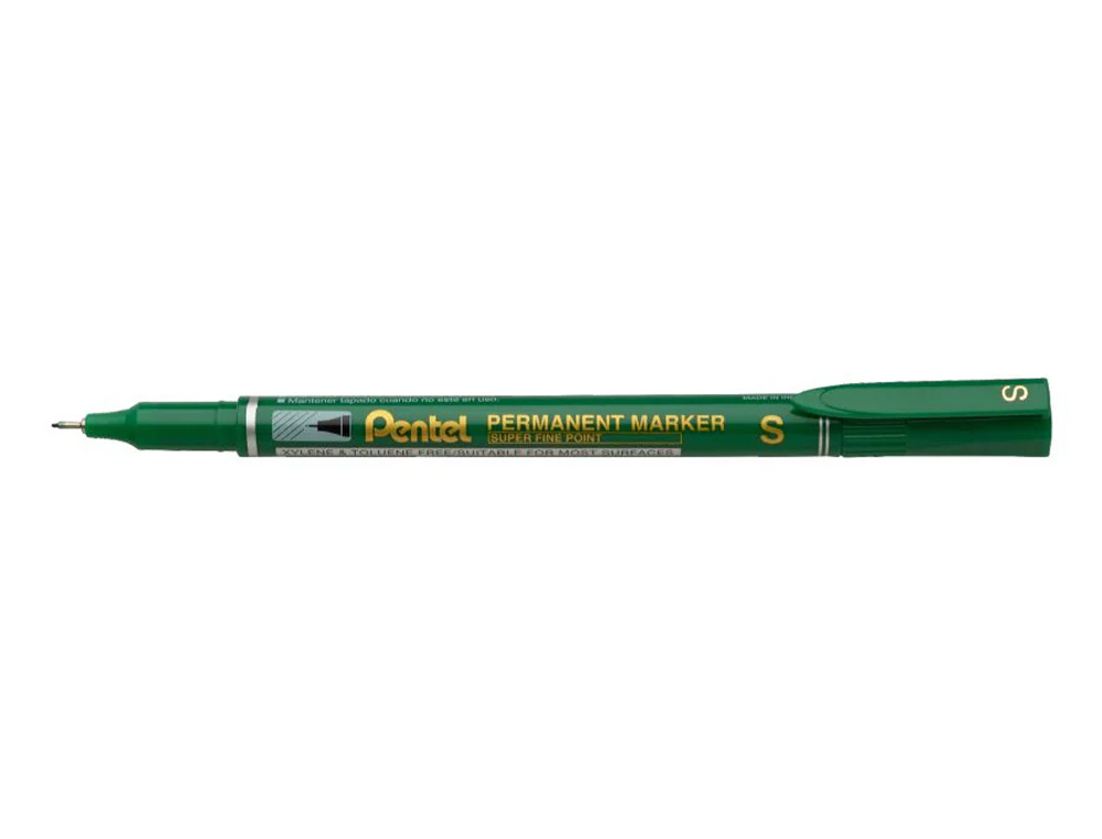 MARCADOR PENTEL PARA ACETATO RETROPROJECAO PERMANENTE NFS410 PONTA EXTRA FINA DE 0,64 MM COR VERDE