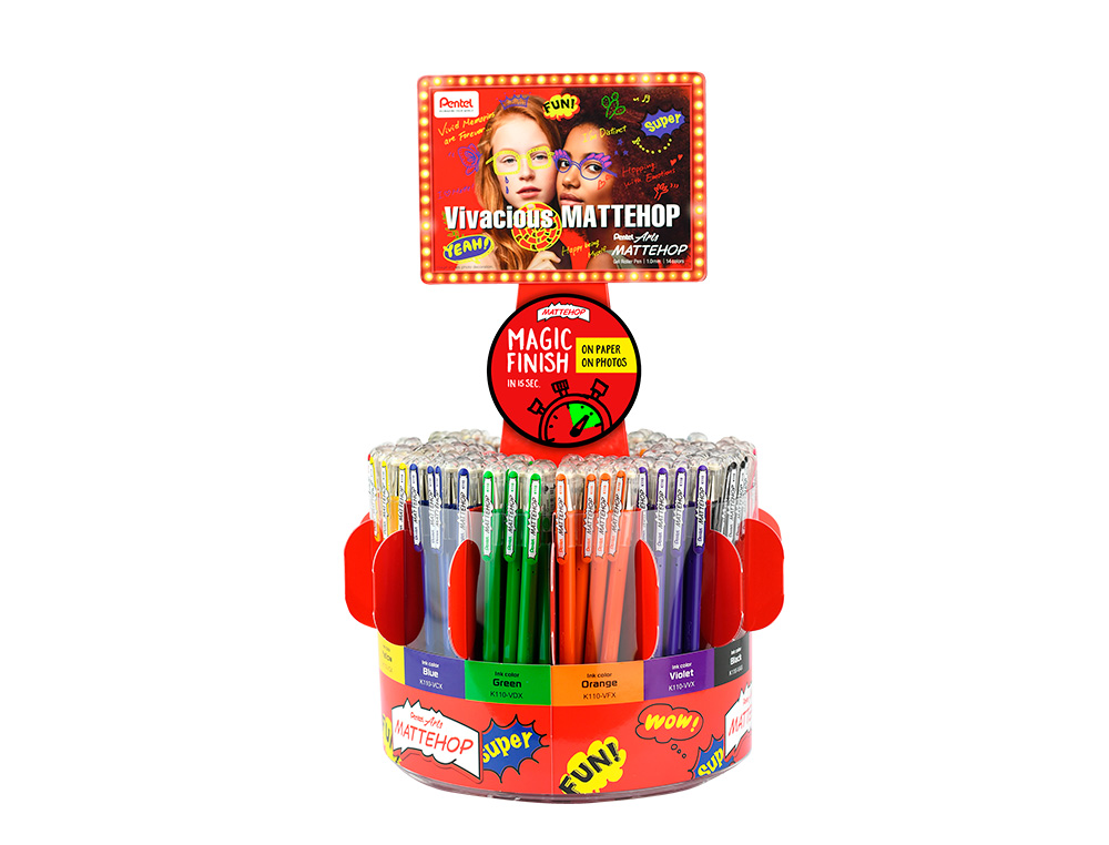 ROLLER GEL PENTEL K110 MATTEHOP EXPOSITOR COM 168 UNIDADES SORTIDAS