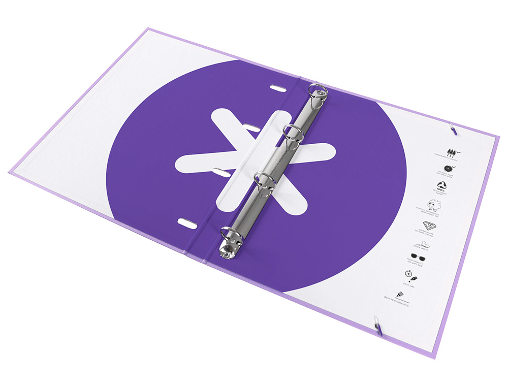 PASTA ANTARTIK COM RECARGA DIN A4 QUADRICULA 5MM FORRADA 4 ANEIS 25MM COR LAVANDA