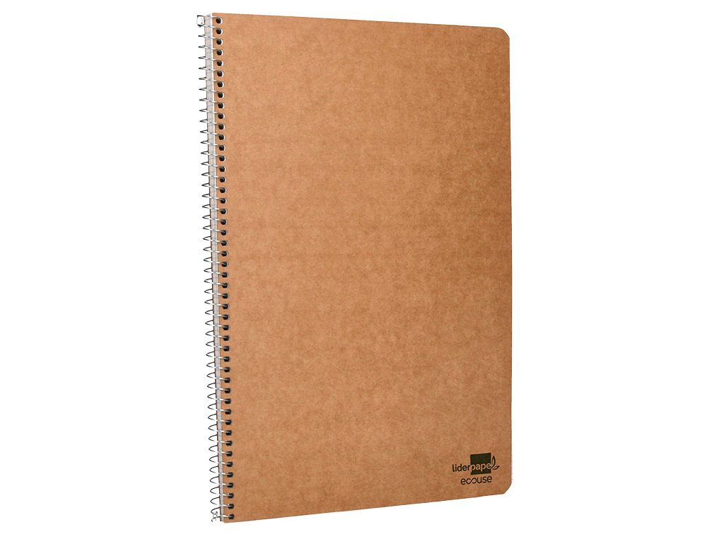 BLOC ESPIRAL LIDERPAPEL FOLIO ECOUSE TAPA CARTULINA KRAFT 80 HOJAS PAPEL RECICLADO 60 GR CUADRO 4 MM. CON MARGEN