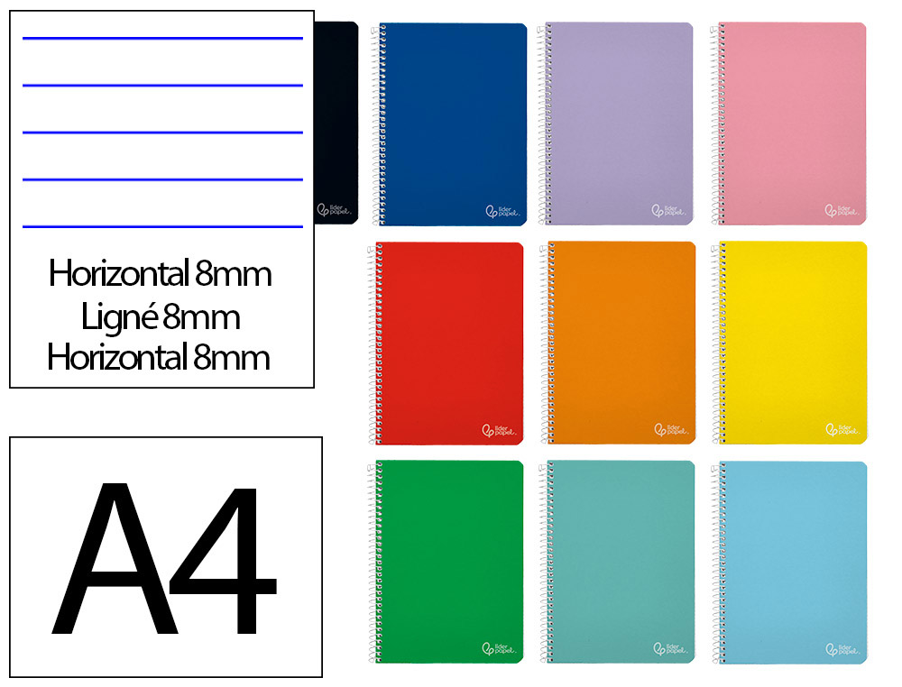 CADERNO ESPIRAL LIDERPAPEL WITTY DIN A4 CAPA DURA 80F 90GR PAUTADO COM MARGEM CORES SORTIDAS