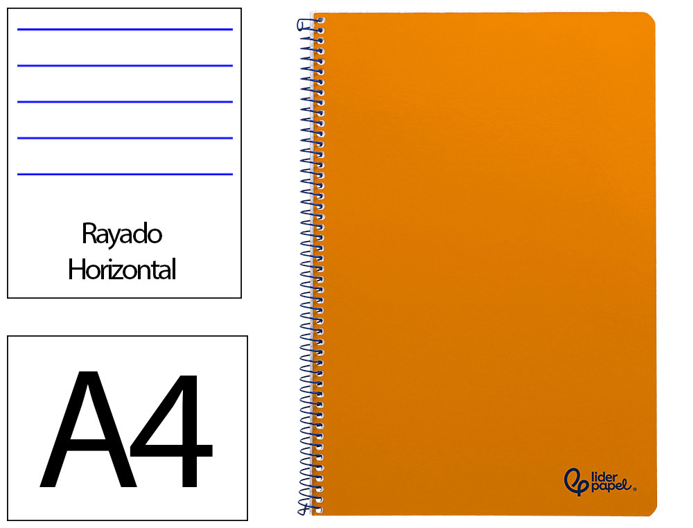 CADERNO ESPIRAL LIDERPAPEL SMART DIN A4 CAPA SUAVE 80 F 75GR PAUTADO COM MARGEM COR LARANJA