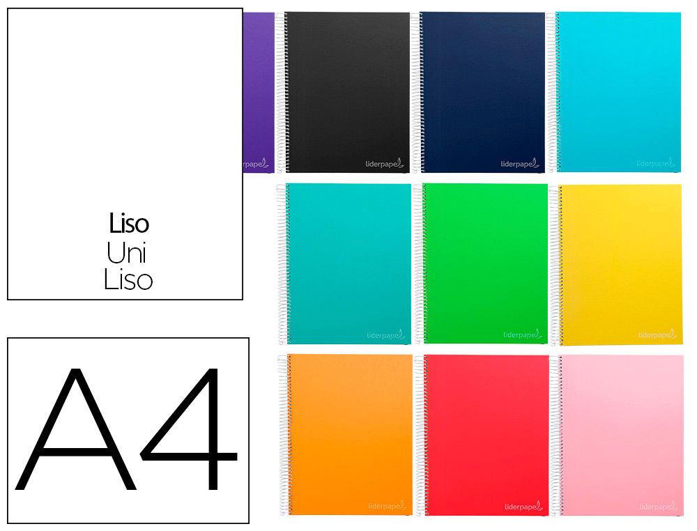 CADERNO ESPIRAL LIDERPAPEL JOLLY MICRO DIN A4 CAPA FORRADA 140 F 75 GR LISO 5 BANDAS DE CORES 4 FUROS CORES SORTIDAS